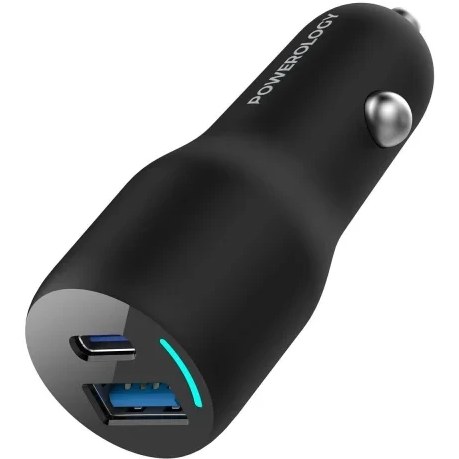 powerology 53w -1 شارژر فندکی 53 وات پاورولوژی Powerology 35W Dual Ports Car Charger PCCSR012