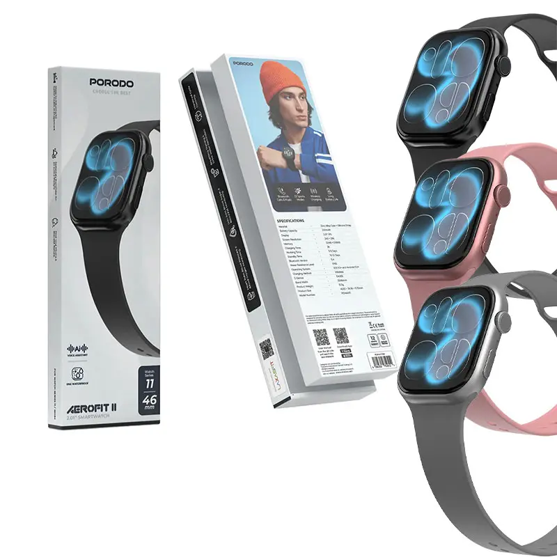 ساعت هوشمند طوسی اینچی "Porodo AeroFit II 2.01
