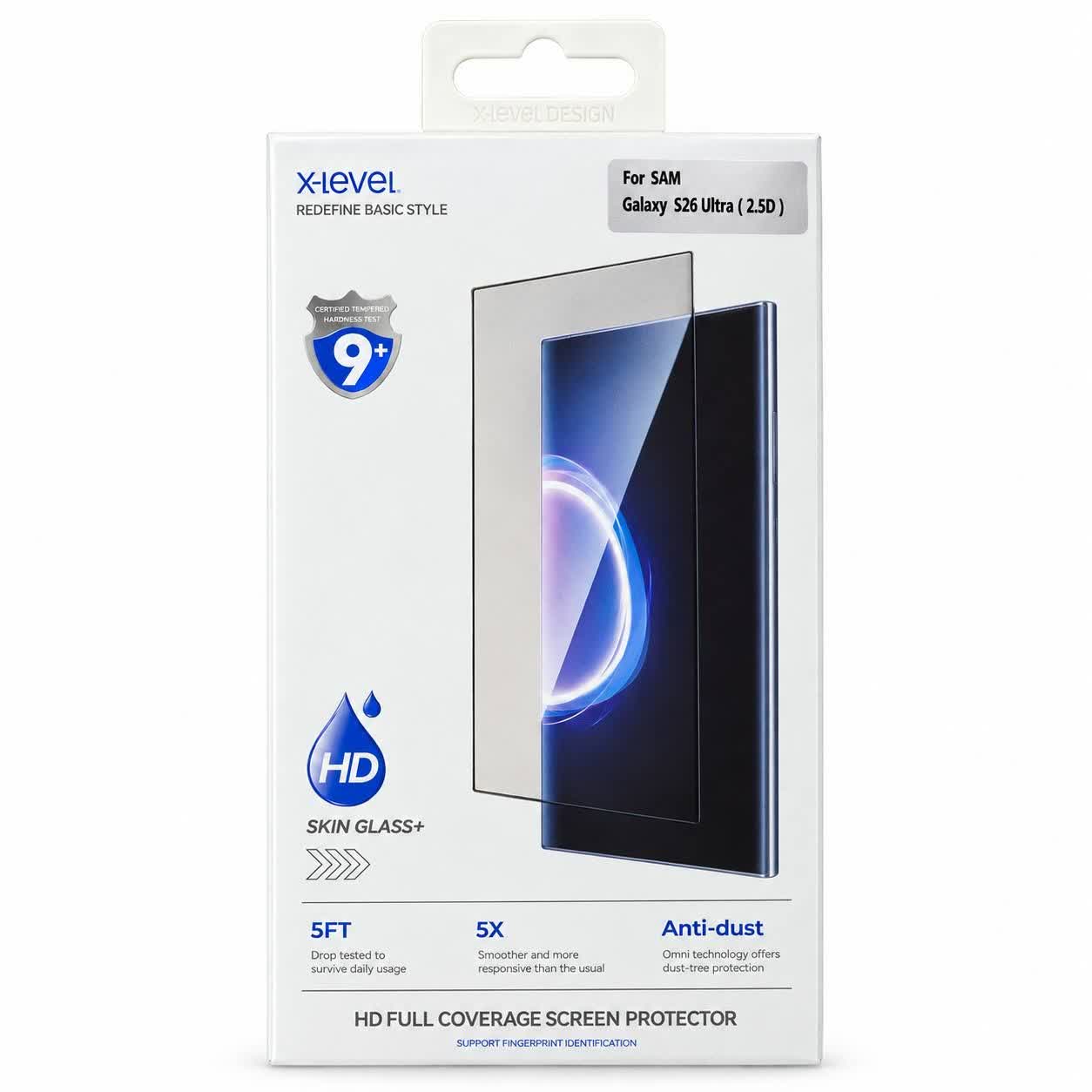 گلس x-level سامسونگ S26 Ultra | تمام صفحه و ضدضربه